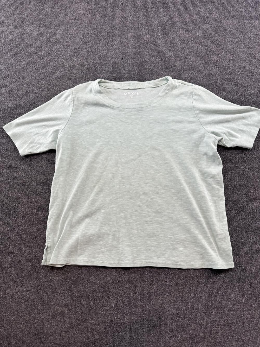 Orvis Shirt Womens XL Green 100% Pima Cotton Short Sleeve Crewneck Basic Top